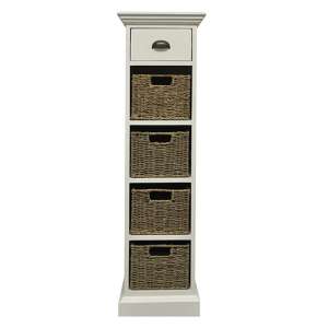 Wantagh 1 Drawer And 4 Baskets Side Table In Antique White