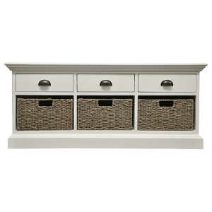 Wantagh 3 Drawers And 3 Baskets Hallway Bench In Antique White