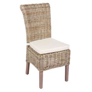 Wantagh Wooden Wicker Dining Chair In Kooboo Grey