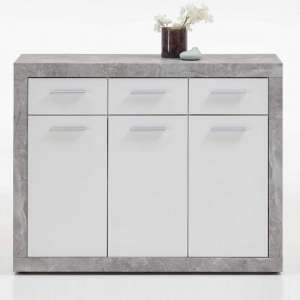 Waples Sideboard In Concrete And White With 3 Doors