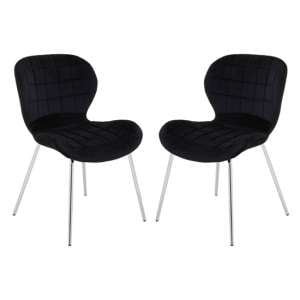 Warden Black Velvet Dining Chairs With Silver Legs In A Pair