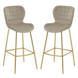 Warden Mink Velvet Bar Chairs With Gold Legs In A Pair