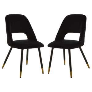 Warns Black Velvet Dining Chairs With Gold Foottips In A Pair