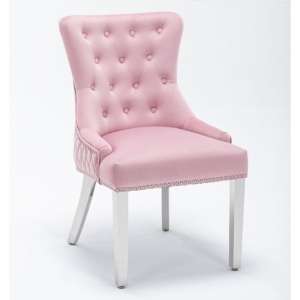 Warsaw French Velvet Dining Chair In Pink