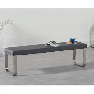 Carino Large Faux Leather Dining Bench In Grey