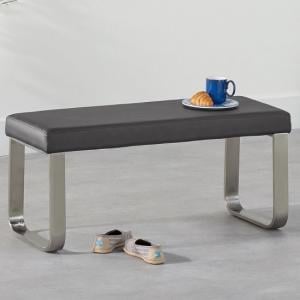 Carino Small Faux Leather Dining Bench In Grey
