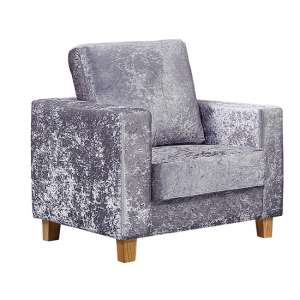 Wasp Crushed Velvet 1 Seater Sofa In Silver