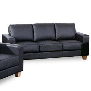 Caridad PU Leather 3 Seater Sofa In Black