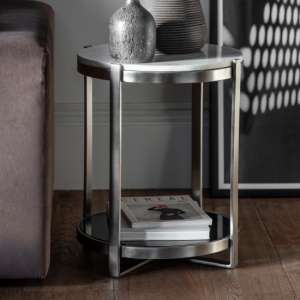 Watchit White Marble Top Side Table With Silver Metal Frame
