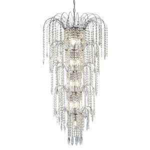 Waterfall 13 Lights Crystal Tier Pendant Light In Chrome