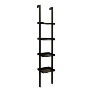 Waterville Wooden Ladder Style 4 Tier Bookcase In Matt Black