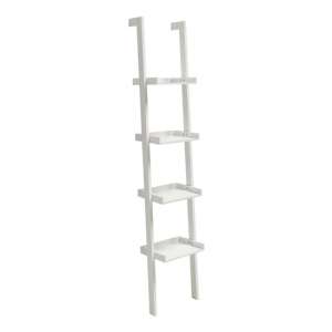 Waterville Wooden Ladder Style 4 Tier Bookcase In Matt White