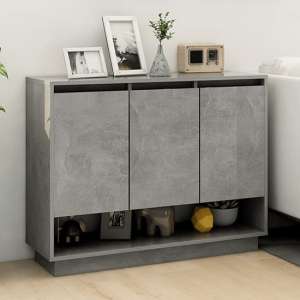 Wavery Wooden Sideboard With 3 Doors In Concrete Effect