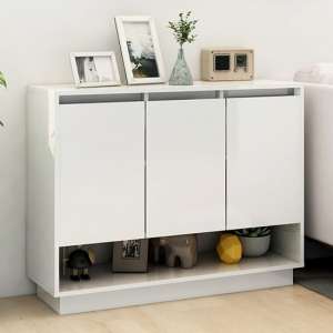 Wavery Wooden Sideboard With 3 Doors In White