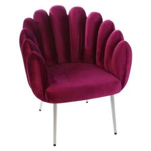 Wavy Velvet Upholstered Lounge Chair In Violet With Metal Legs