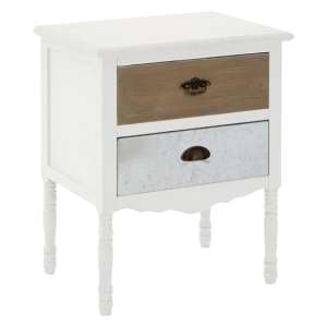 Waymore Wooden Bedside Cabinet With 2 Drawers In White
