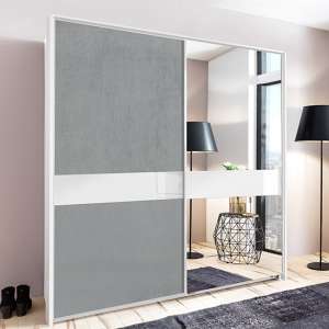 Weimar Sliding Door Mirrored Wide Wardrobe In Concrete Effect