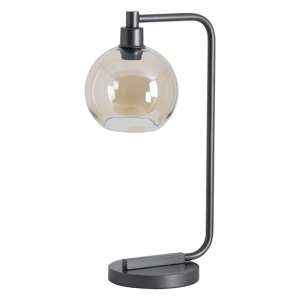 Weir Metal Industrial Table Lamp In Black With Smoked Glass