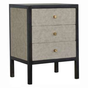 Welch Wooden Bedside Cabinet In Leatherite And Ash Black