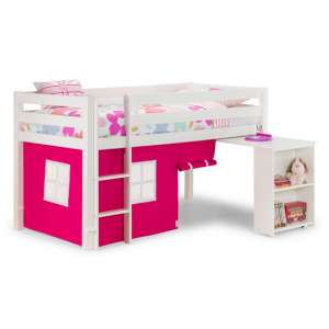 Walda Midsleeper Bunk Bed In Surf White With Pink Tent