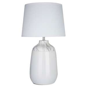 Wenira White Fabric Shade Table Lamp With White Ceramic Base