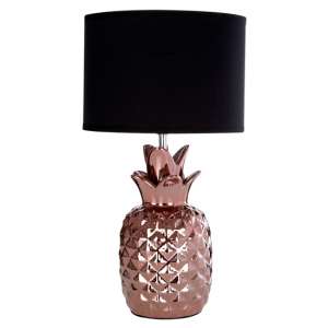 Wenka Black Fabric Shade Table Lamp With Copper Ceramic Base