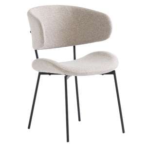 Wera Fabric Dining Chair In Linen With Black Legs