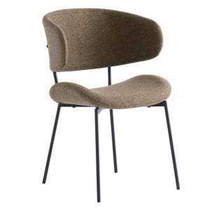 Wera Fabric Dining Chair In Olive Green With Black Legs