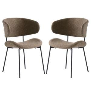 Wera Olive Green Fabric Dining Chairs With Black Legs In Pair