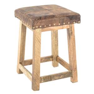 Werchter Square Real Leather Stool In Vintage Look