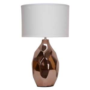 Weskon Ivory Fabric Shade Table Lamp With Copper Ceramic Base