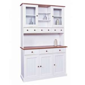 Westerland 5 Door Display Cabinet In White And Oak With 6 Drawer