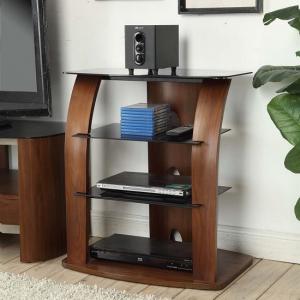 Westin Contemporary Entertainment Unit In Black Glass And Walnut