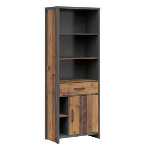 Weston Bookcase With 1 Door 1 Drawer In Pine And Matera