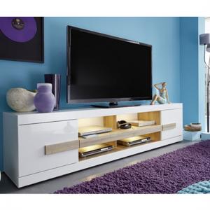 White Gloss Tv Stands Units Cabinets Uk Furniture In Fashion Wexford Tv Stand In White High Gloss Fronts And Oak With Led