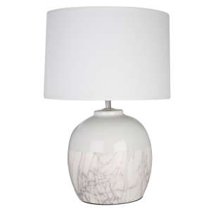 Whitly White Fabric Shade Table Lamp With White Ceramic Base