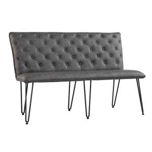 Wichita Faux Leather Medium Dining Bench In Grey