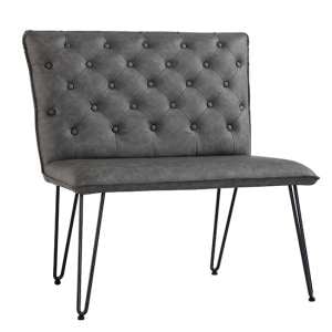 Wichita Faux Leather Small Dining Bench In Grey