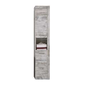 Wildon Wooden Tall Bathroom Cabinet In Canyon White Pine