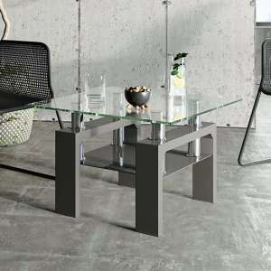 Willis Glass Side Table In Clear With Grey High Gloss Legs