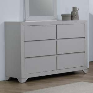 Wauna Wooden Chest Of Drawers In Grey With 6 Drawers