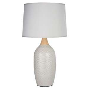 Wilon Grey Fabric Shade Table Lamp With Grey Ceramic Base
