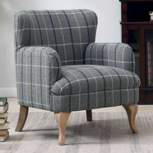 Windsor Fabric Accent Chair In Grey With Limed Oak Legs