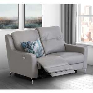 Winko Italian Leather Electric Recliner 2 Seater Sofa In Grey