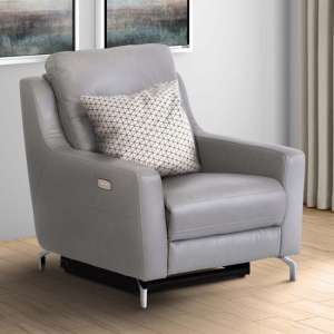Winko Italian Leather Electric Recliner Armchair In Grey