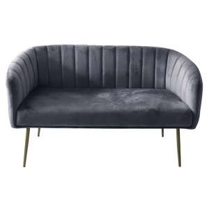Wingfield Velvet 2 Seater Sofa In Grey With Gold Metal Legs