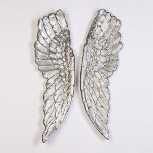 Wings Decorative Wall Art In Antique Silver Finish