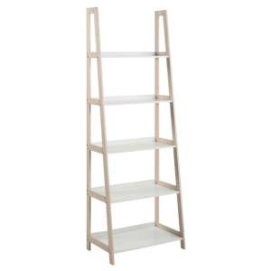 Winooski Wooden 5 Tier Bookcase In White And Bamboo