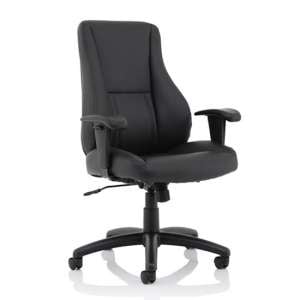 Winsor Leather Office Chair In Black With No Headrest