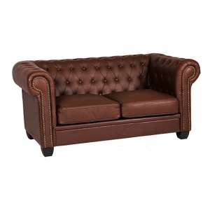 Wenona Leather And PVC 2 Seater Sofa In Auburn Red